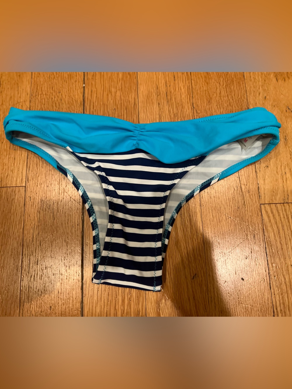 Never Worn Brazilian Bikini Bottoms in Teal/Black- Size Medium